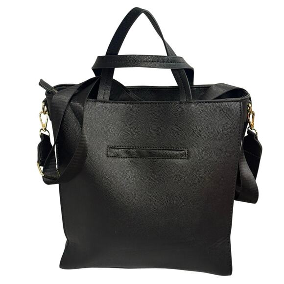 London Fog Sophia Studded Black Tote Bag NWT Faux Leather Gold Hardware - Picture 3 of 14